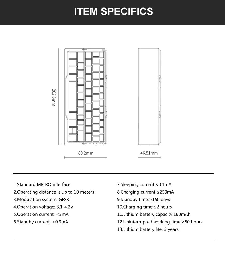 Ora Mini Folding Bluetooth Keyboard